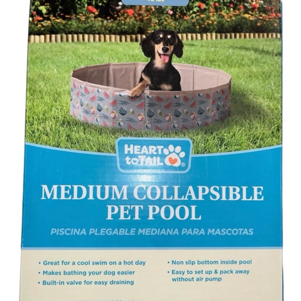 Heart To Tail Medium Collapsible Pet Pool  D 31.5x H 7.9 in
